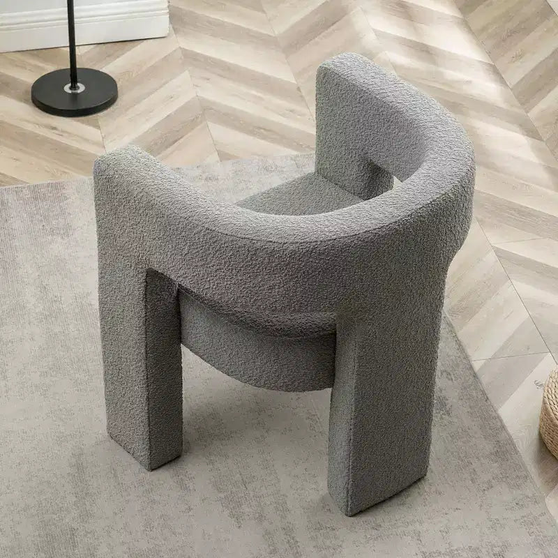 Poltrona a braccioli quadrati rivestita in tessuto bouclé da 28" di larghezza – Struttura in legno, nessun assemblaggio richiesto