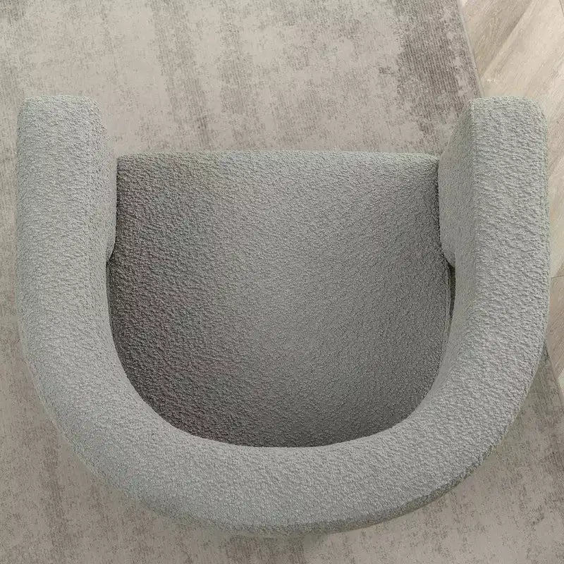 Poltrona a braccioli quadrati rivestita in tessuto bouclé da 28" di larghezza – Struttura in legno, nessun assemblaggio richiesto
