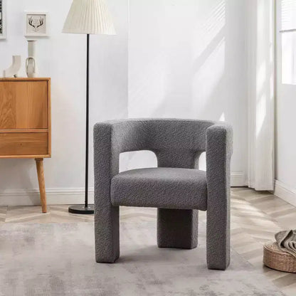 Poltrona a braccioli quadrati rivestita in tessuto bouclé da 28" di larghezza – Struttura in legno, nessun assemblaggio richiesto