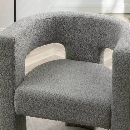 Poltrona a braccioli quadrati rivestita in tessuto bouclé da 28" di larghezza – Struttura in legno, nessun assemblaggio richiesto