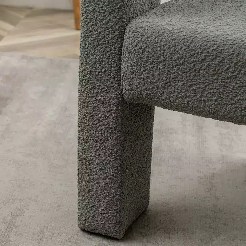Poltrona a braccioli quadrati rivestita in tessuto bouclé da 28" di larghezza – Struttura in legno, nessun assemblaggio richiesto