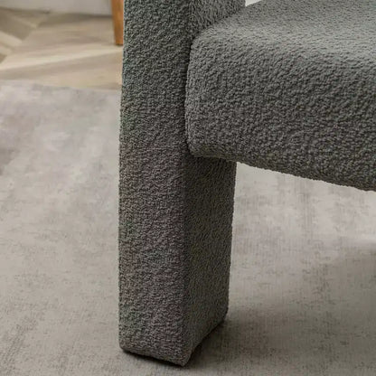 Poltrona a braccioli quadrati rivestita in tessuto bouclé da 28" di larghezza – Struttura in legno, nessun assemblaggio richiesto