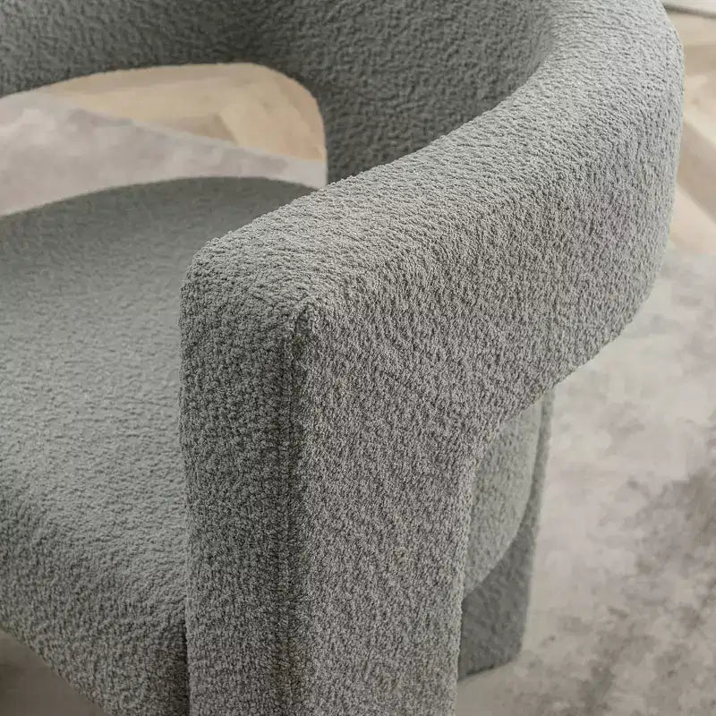 Poltrona a braccioli quadrati rivestita in tessuto bouclé da 28" di larghezza – Struttura in legno, nessun assemblaggio richiesto