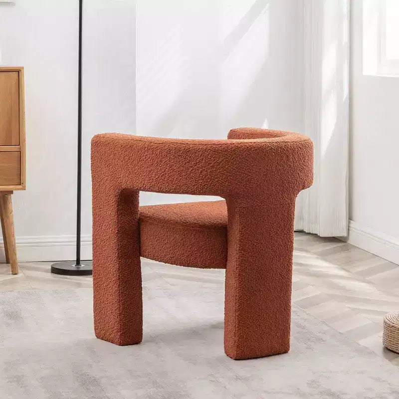 Poltrona a braccioli quadrati rivestita in tessuto bouclé da 28" di larghezza – Struttura in legno, nessun assemblaggio richiesto