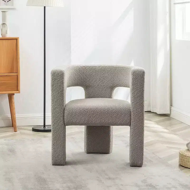 Poltrona a braccioli quadrati rivestita in tessuto bouclé da 28" di larghezza – Struttura in legno, nessun assemblaggio richiesto