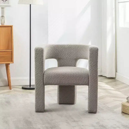 Poltrona a braccioli quadrati rivestita in tessuto bouclé da 28" di larghezza – Struttura in legno, nessun assemblaggio richiesto