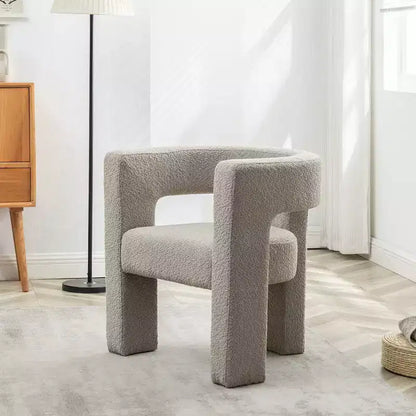 Poltrona a braccioli quadrati rivestita in tessuto bouclé da 28" di larghezza – Struttura in legno, nessun assemblaggio richiesto