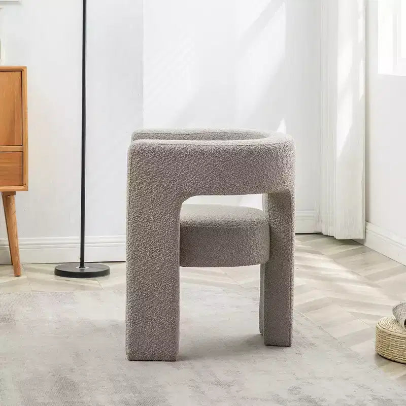 Poltrona a braccioli quadrati rivestita in tessuto bouclé da 28" di larghezza – Struttura in legno, nessun assemblaggio richiesto