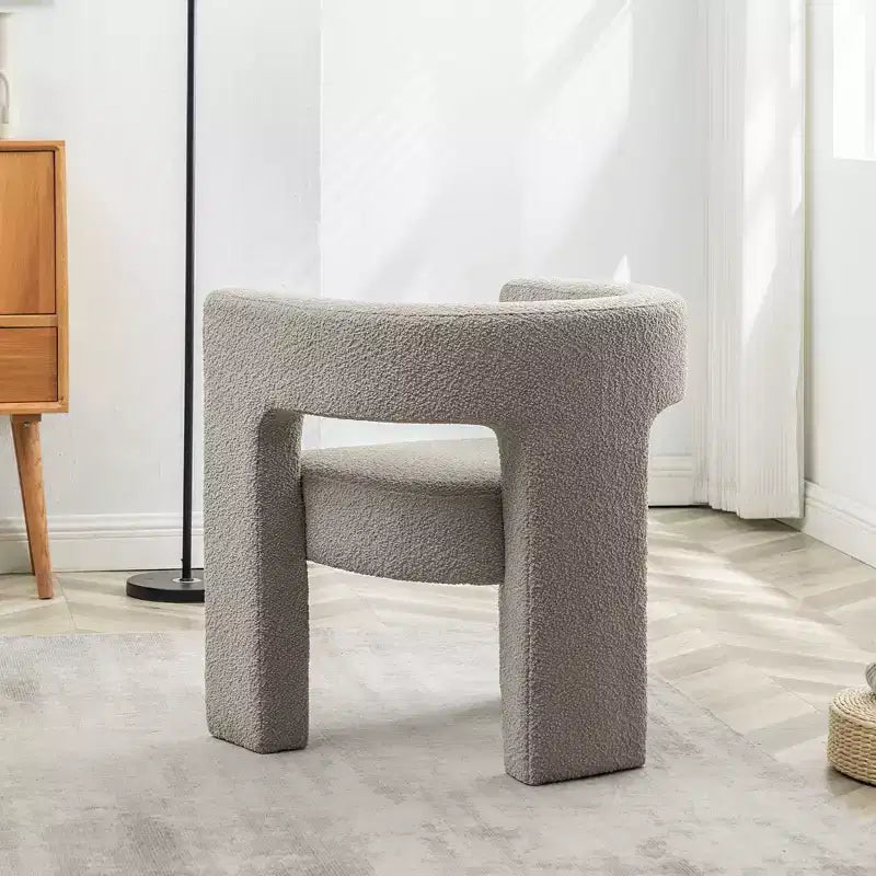 Poltrona a braccioli quadrati rivestita in tessuto bouclé da 28" di larghezza – Struttura in legno, nessun assemblaggio richiesto