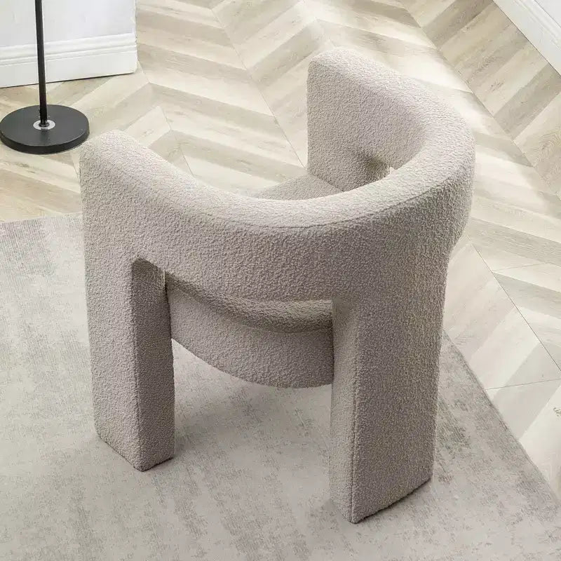 Poltrona a braccioli quadrati rivestita in tessuto bouclé da 28" di larghezza – Struttura in legno, nessun assemblaggio richiesto