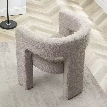 Poltrona a braccioli quadrati rivestita in tessuto bouclé da 28" di larghezza – Struttura in legno, nessun assemblaggio richiesto