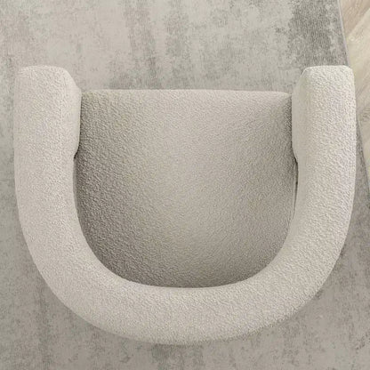 Poltrona a braccioli quadrati rivestita in tessuto bouclé da 28" di larghezza – Struttura in legno, nessun assemblaggio richiesto