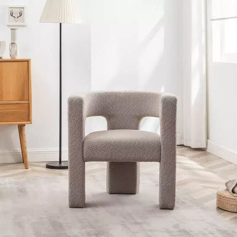 Poltrona a braccioli quadrati rivestita in tessuto bouclé da 28" di larghezza – Struttura in legno, nessun assemblaggio richiesto