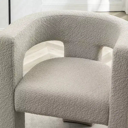 Poltrona a braccioli quadrati rivestita in tessuto bouclé da 28" di larghezza – Struttura in legno, nessun assemblaggio richiesto