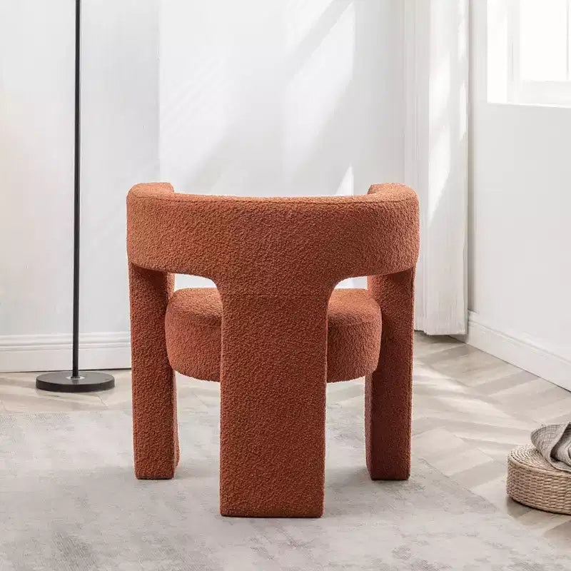 Poltrona a braccioli quadrati rivestita in tessuto bouclé da 28" di larghezza – Struttura in legno, nessun assemblaggio richiesto