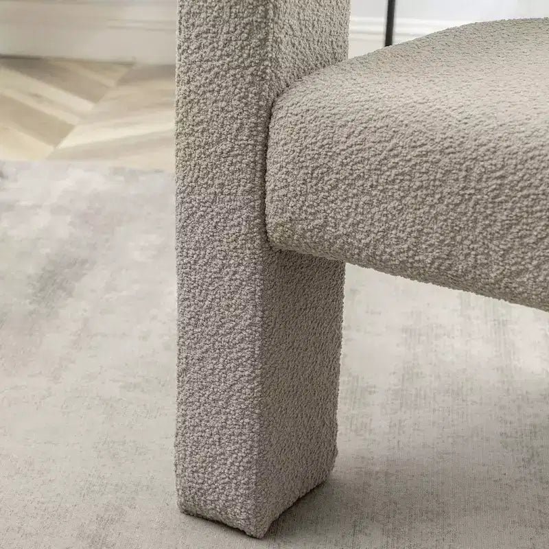 Poltrona a braccioli quadrati rivestita in tessuto bouclé da 28" di larghezza – Struttura in legno, nessun assemblaggio richiesto