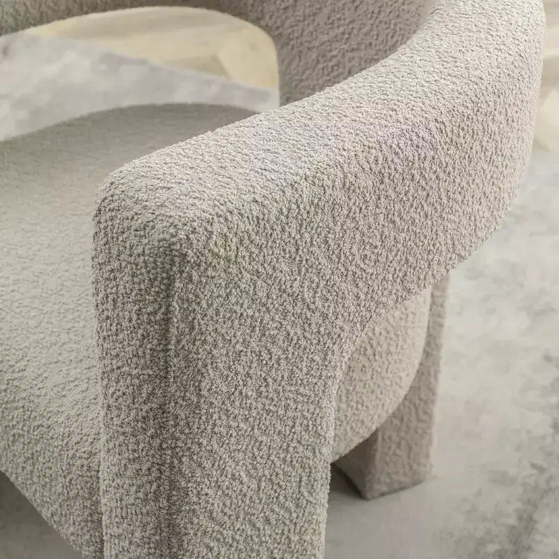 Poltrona a braccioli quadrati rivestita in tessuto bouclé da 28" di larghezza – Struttura in legno, nessun assemblaggio richiesto