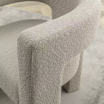 Poltrona a braccioli quadrati rivestita in tessuto bouclé da 28" di larghezza – Struttura in legno, nessun assemblaggio richiesto