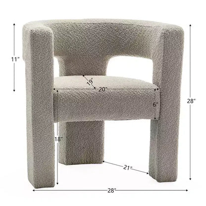 Poltrona a braccioli quadrati rivestita in tessuto bouclé da 28" di larghezza – Struttura in legno, nessun assemblaggio richiesto