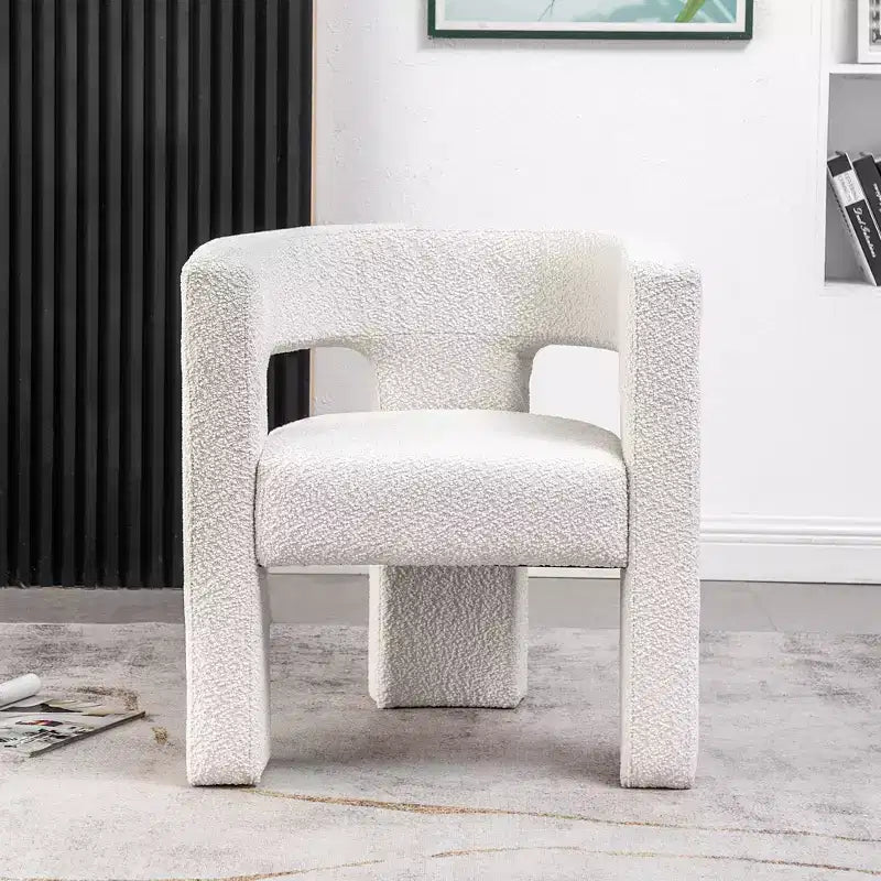 Poltrona a braccioli quadrati rivestita in tessuto bouclé da 28" di larghezza – Struttura in legno, nessun assemblaggio richiesto
