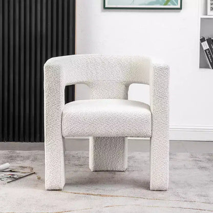 Poltrona a braccioli quadrati rivestita in tessuto bouclé da 28" di larghezza – Struttura in legno, nessun assemblaggio richiesto