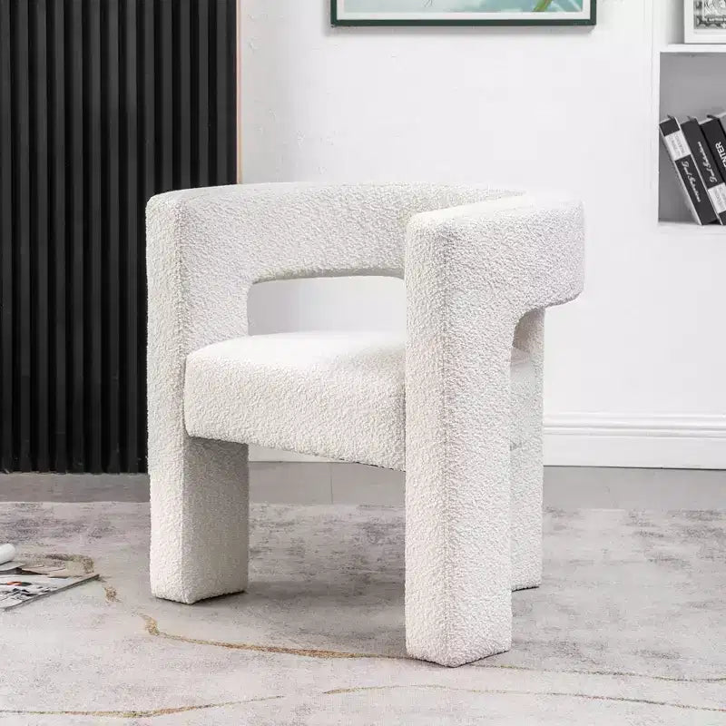 Poltrona a braccioli quadrati rivestita in tessuto bouclé da 28" di larghezza – Struttura in legno, nessun assemblaggio richiesto