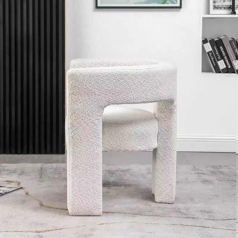 Poltrona a braccioli quadrati rivestita in tessuto bouclé da 28" di larghezza – Struttura in legno, nessun assemblaggio richiesto