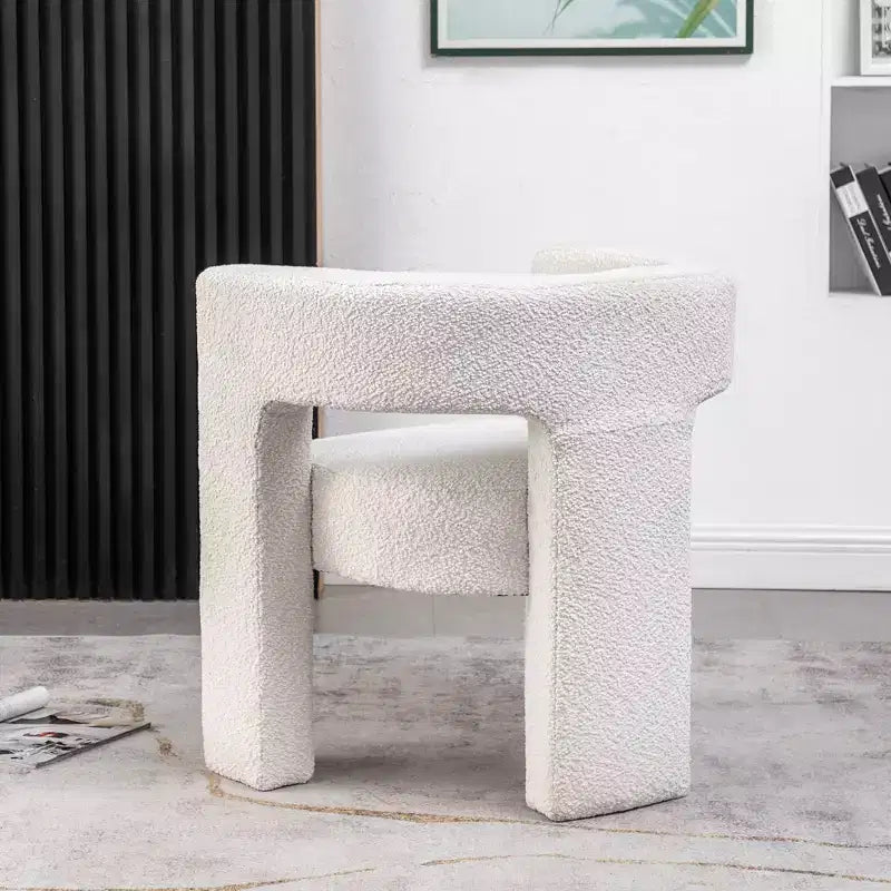 Poltrona a braccioli quadrati rivestita in tessuto bouclé da 28" di larghezza – Struttura in legno, nessun assemblaggio richiesto
