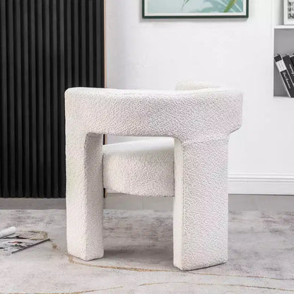 Poltrona a braccioli quadrati rivestita in tessuto bouclé da 28" di larghezza – Struttura in legno, nessun assemblaggio richiesto