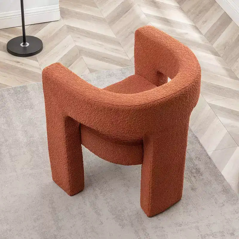 Poltrona a braccioli quadrati rivestita in tessuto bouclé da 28" di larghezza – Struttura in legno, nessun assemblaggio richiesto