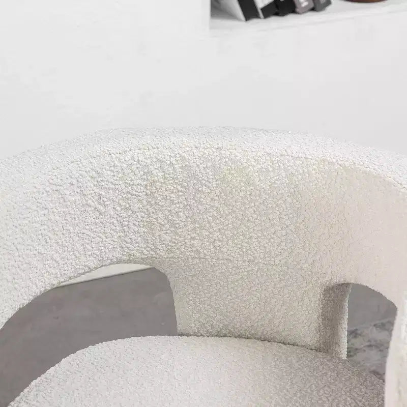 Poltrona a braccioli quadrati rivestita in tessuto bouclé da 28" di larghezza – Struttura in legno, nessun assemblaggio richiesto