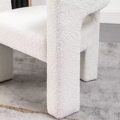 Poltrona a braccioli quadrati rivestita in tessuto bouclé da 28" di larghezza – Struttura in legno, nessun assemblaggio richiesto