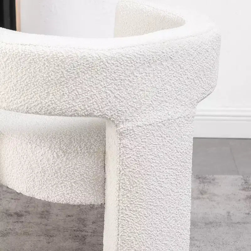 Poltrona a braccioli quadrati rivestita in tessuto bouclé da 28" di larghezza – Struttura in legno, nessun assemblaggio richiesto
