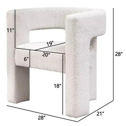 Poltrona a braccioli quadrati rivestita in tessuto bouclé da 28" di larghezza – Struttura in legno, nessun assemblaggio richiesto