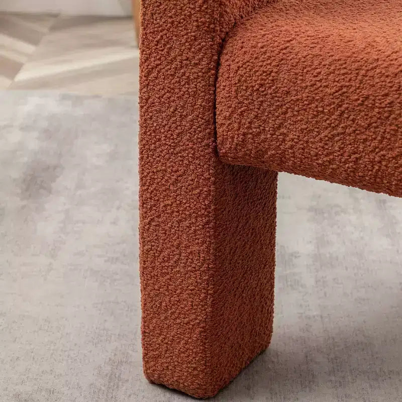 Poltrona a braccioli quadrati rivestita in tessuto bouclé da 28" di larghezza – Struttura in legno, nessun assemblaggio richiesto