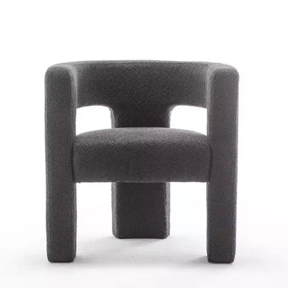 Poltrona a braccioli quadrati rivestita in tessuto bouclé da 28" di larghezza – Struttura in legno, nessun assemblaggio richiesto