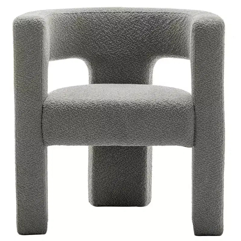 Poltrona a braccioli quadrati rivestita in tessuto bouclé da 28" di larghezza – Struttura in legno, nessun assemblaggio richiesto