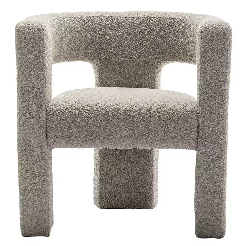 Poltrona a braccioli quadrati rivestita in tessuto bouclé da 28" di larghezza – Struttura in legno, nessun assemblaggio richiesto