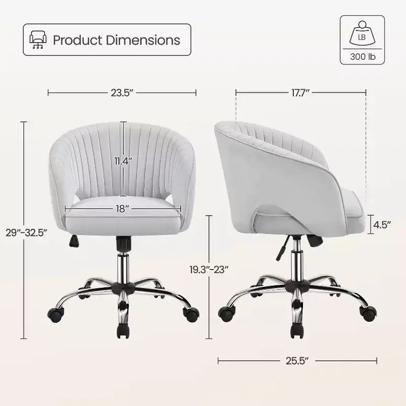 Sedia da ufficio Rolling Velvet con schienale a botte trapuntato e altezza regolabile