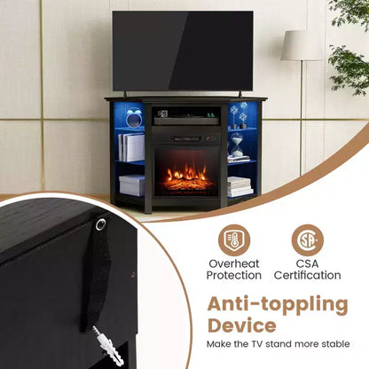 Mobile TV con camino e luci LED con camino elettrico da 18" per TV fino a 50"
