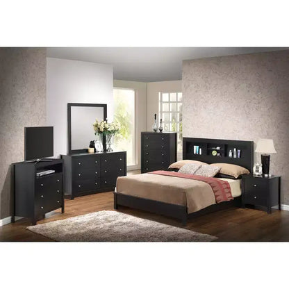 Letto matrimoniale con scaffali portaoggetti integrati – Legno massiccio e composito