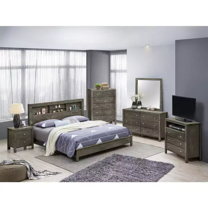 Letto matrimoniale con scaffali portaoggetti integrati – Legno massiccio e composito