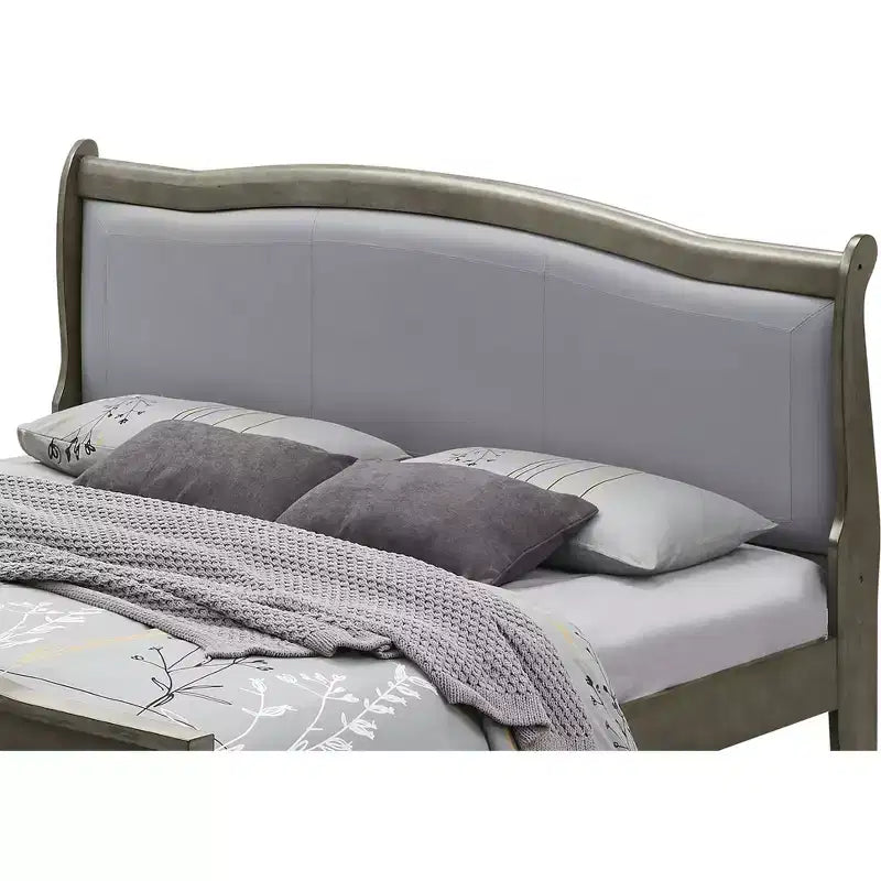 Letto King Panel in Legno Rivestito – Testiera in Similpelle, Design Curvo