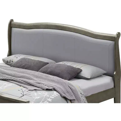 Letto King Panel in Legno Rivestito – Testiera in Similpelle, Design Curvo