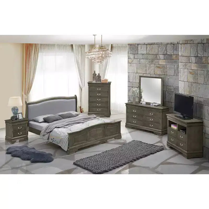 Letto King Panel in Legno Rivestito – Testiera in Similpelle, Design Curvo