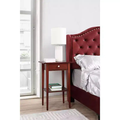 Comodino a 1 cassetto 71 cm H x 46 cm L x 36 cm P – Struttura in legno, diverse opzioni di colore