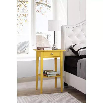 Comodino a 1 cassetto 71 cm H x 46 cm L x 36 cm P – Struttura in legno, diverse opzioni di colore