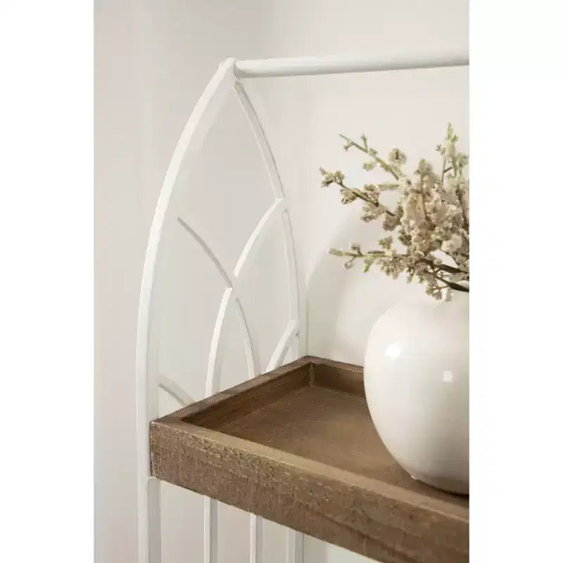 Mensola rettangolare in legno 20x7x22 – bianco e marrone rustico, 2 ripiani stile rustico