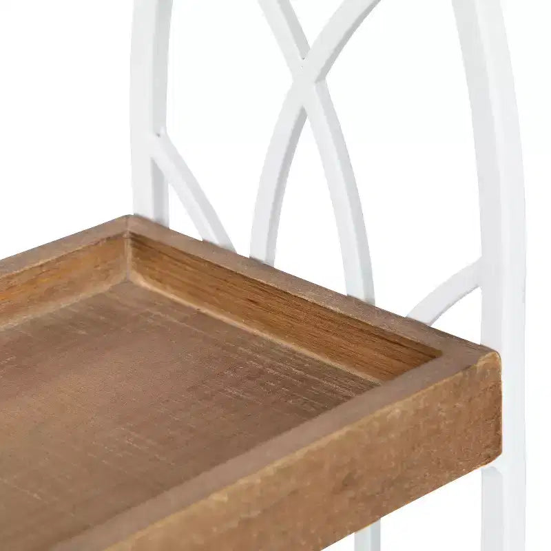 Mensola rettangolare in legno 20x7x22 – bianco e marrone rustico, 2 ripiani stile rustico