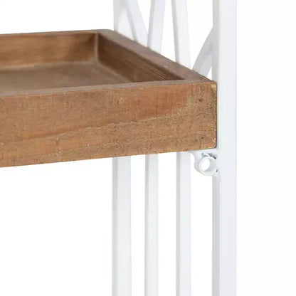 Mensola rettangolare in legno 20x7x22 – bianco e marrone rustico, 2 ripiani stile rustico